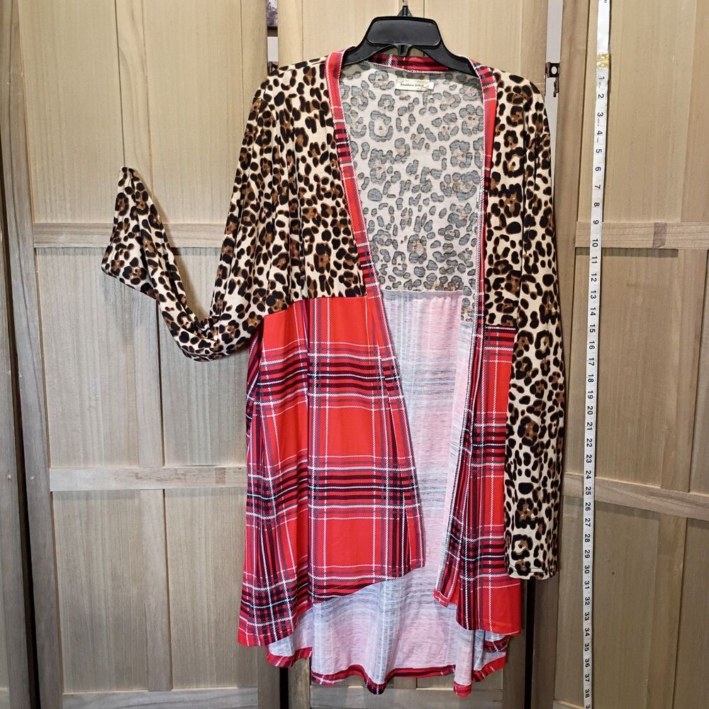 Simply southern 3xl patchwork leopard kimono duster cardigan